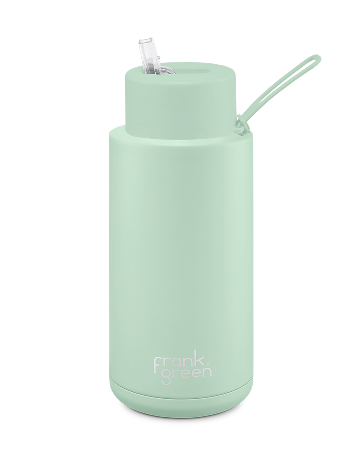 Frank Green Ceramic Reusable Drink Bottle 34oz/1 Litre With Straw Lid - Mint Gelato