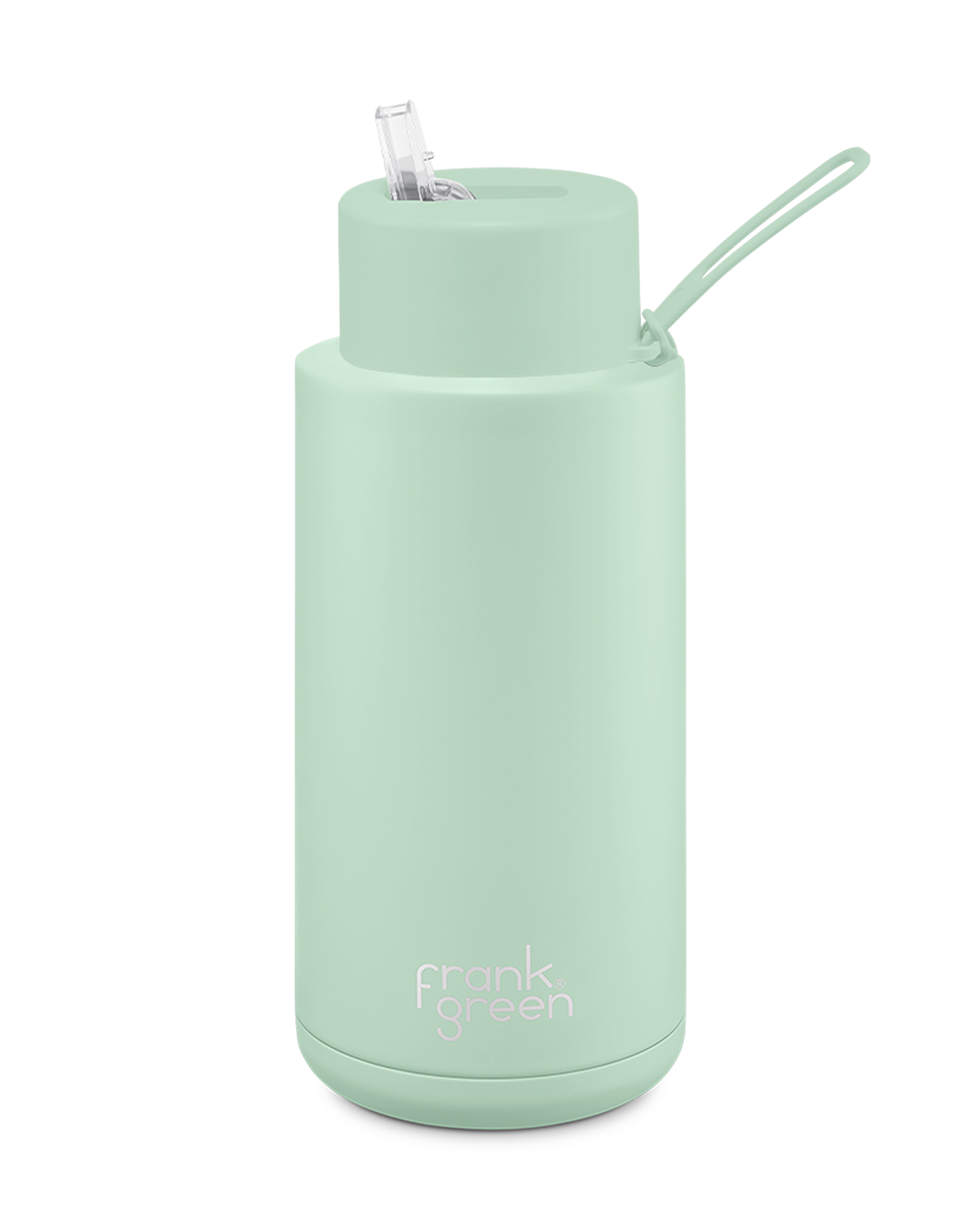 FRANK GREEN CERAMIC REUSABLE DRINK BOTTLE 34oz/1 LITRE WITH STRAW LID - MINT GELATO