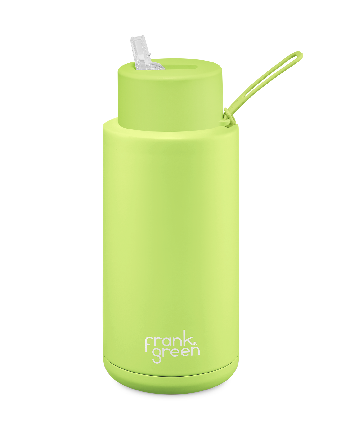 FRANK GREEN CERAMIC REUSABLE BOTTLE 34oz/1 LITRE WITH STRAW LID - PISTACHIO GREEN