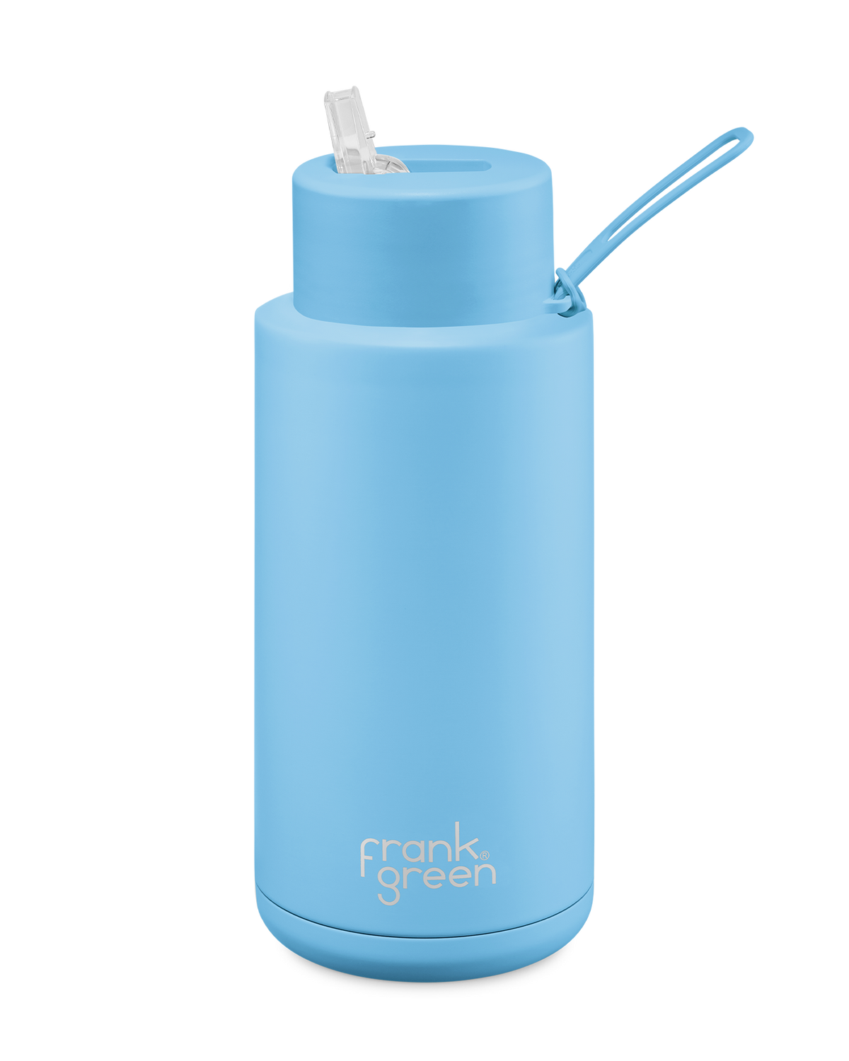 Frank Green Ceramic Reusable Bottle 34oz/1 Litre With Straw Lid - Sky Blue