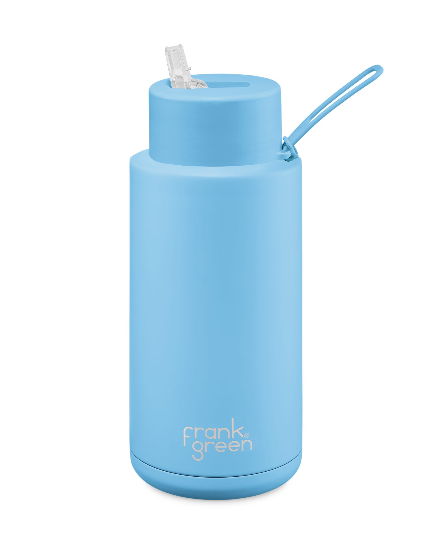 Frank Green Ceramic Reusable Bottle 34oz/1 Litre With Straw Lid - Sky Blue