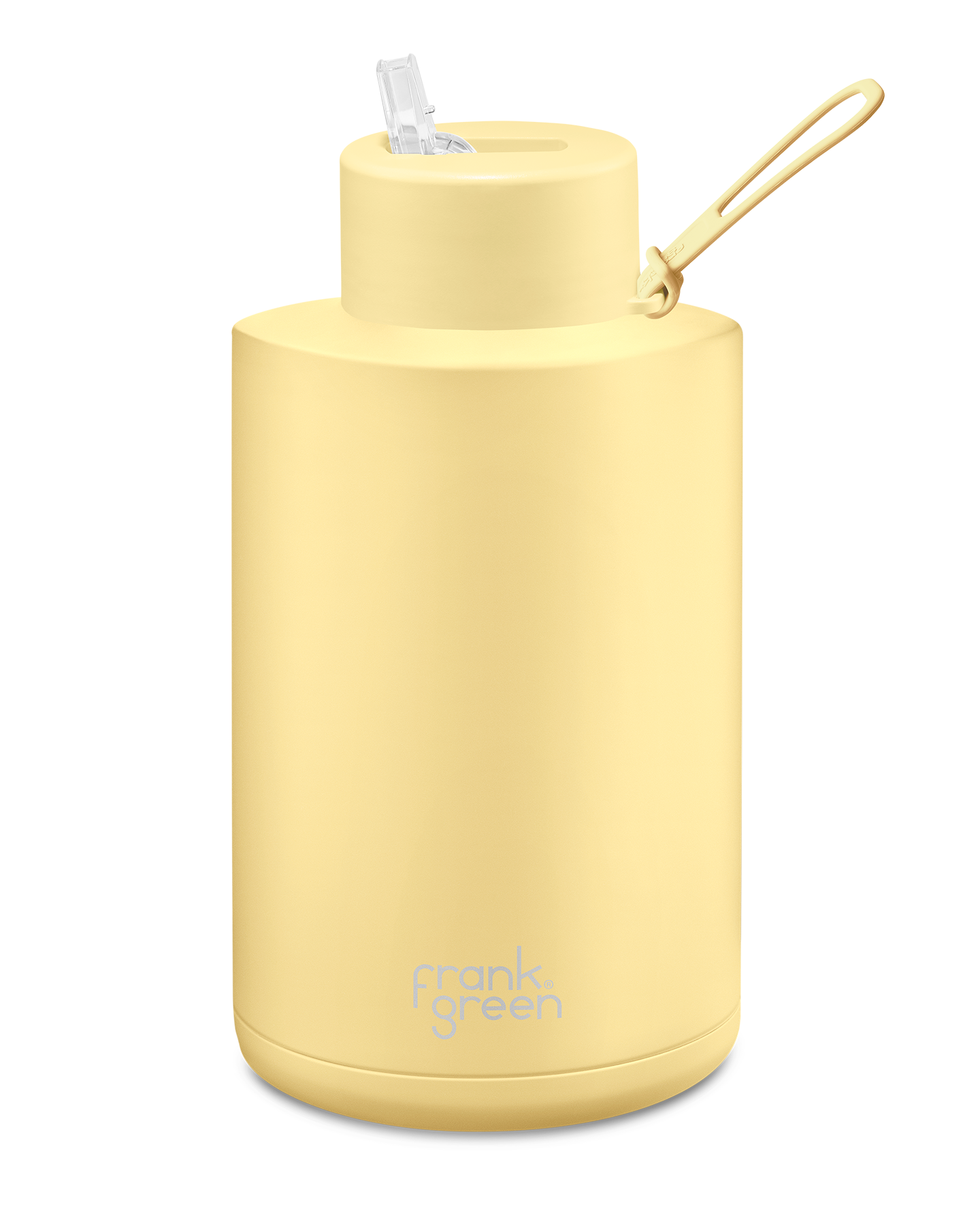 FRANK GREEN CERAMIC REUSABLE BOTTLE 68oz/2 Litre WITH STRAW LID - BUTTERMILK