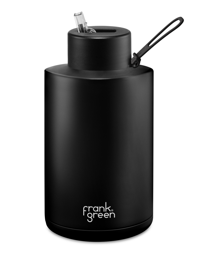 FRANK GREEN CERAMIC REUSABLE BOTTLE 68oz/2 Litre WITH STRAW LID - MIDNIGHT