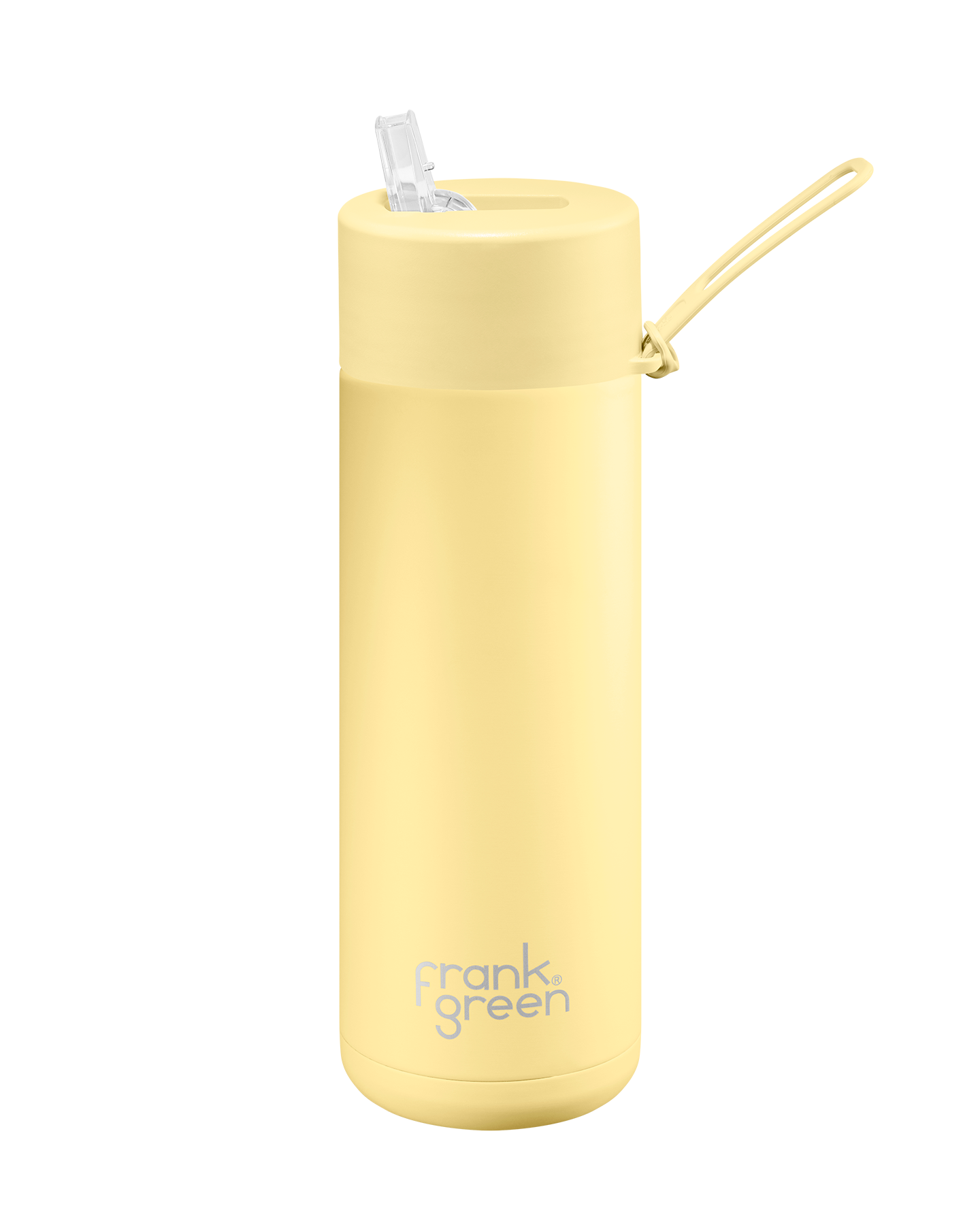 FRANK GREEN CERAMIC REUSABLE DRINK BOTTLE WITH STRAW LID 20OZ - BUTTERMILK YELLOW