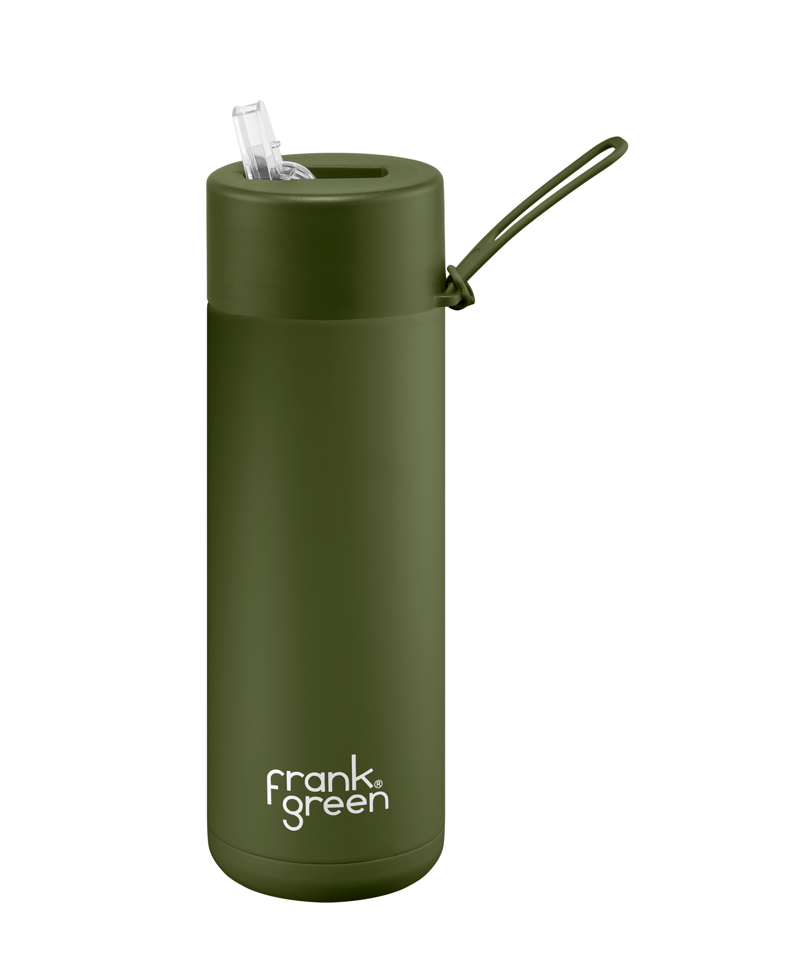 FRANK GREEN CERAMIC REUSABLE DRINK BOTTLE WITH STRAW LID 20OZ - KHAKI
