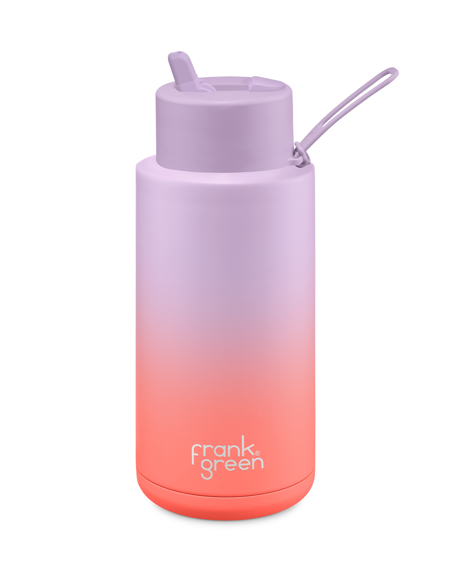Frank Green Gradient Ceramic Reusable Bottle 34oz/1 LITRE WITH STRAW LID - Lilac Haze/Living Coral