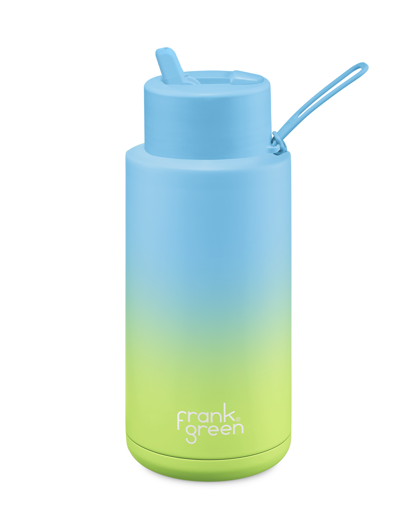 Frank Green Gradient Ceramic Reusable Bottle 34oz/1 LITRE WITH STRAW LID - Sky Blue/Pistachio Green
