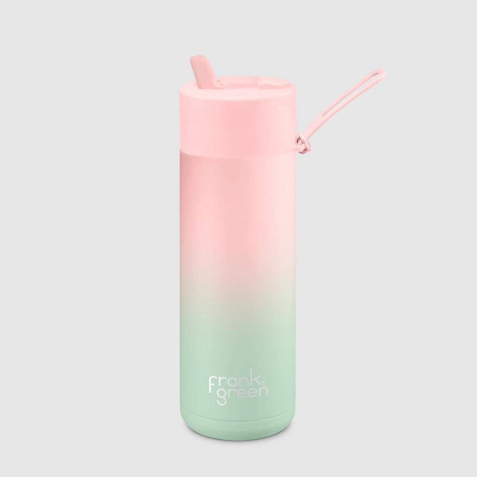 Frank Green Gradient Ceramic Reusable Bottle 20oz WITH STRAW LID - Blushed Mint Gelato