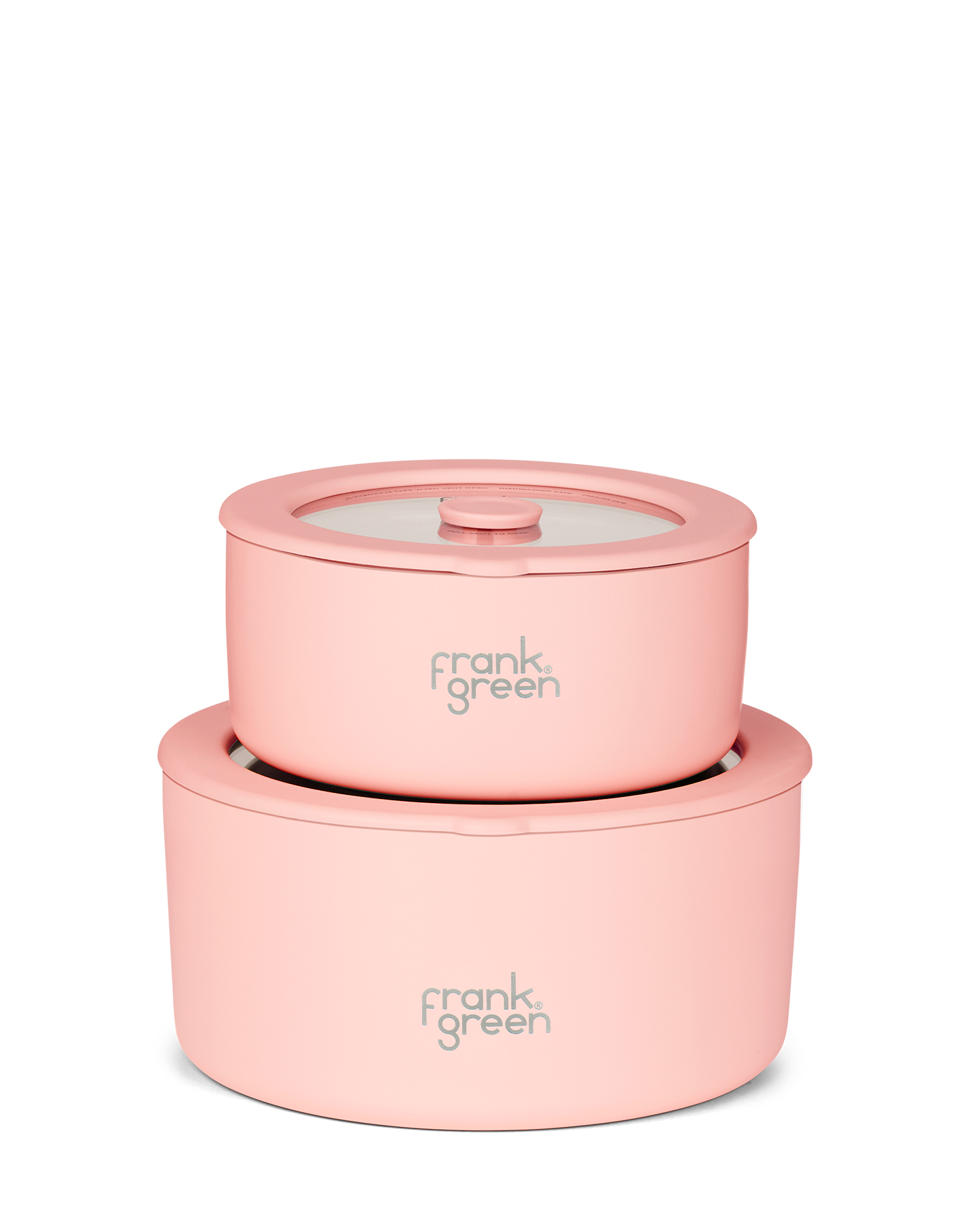 Frank Green Stainless Steel Bowls with Glass Lids (2 Pack) - 700ml & 1500ml - Blushed