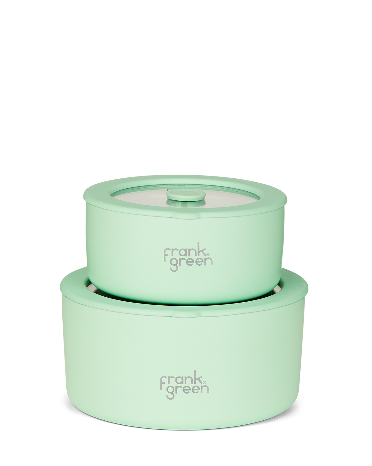 Frank Green Stainless Steel Bowls with Glass Lids (2 Pack) - 700ml &amp; 1500ml - Mint Gelato