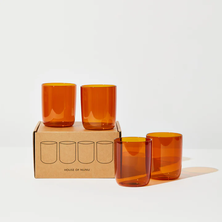 House of Nunu Belly Set of 4 Cups - Amber