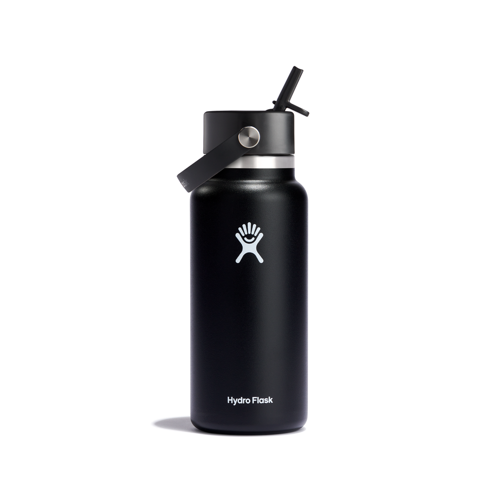 Hydro Flask 32oz (946mL) Wide Mouth with Flex Straw Cap - Black