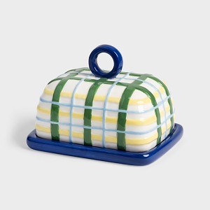 &amp;Klevering Butter Dish - Plaid Blue