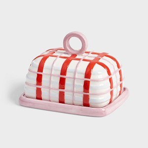 &Klevering Butter Dish - Plaid Pink