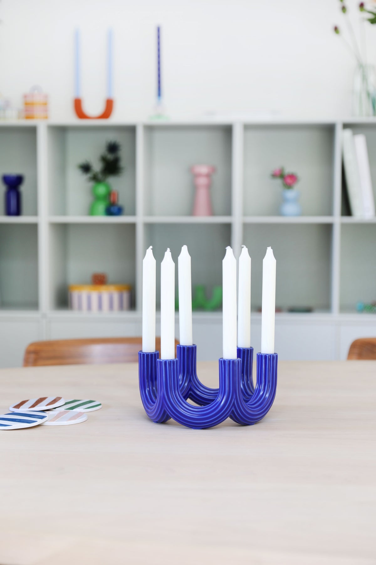 &amp;Klevering Churros Candle Holder - Blue