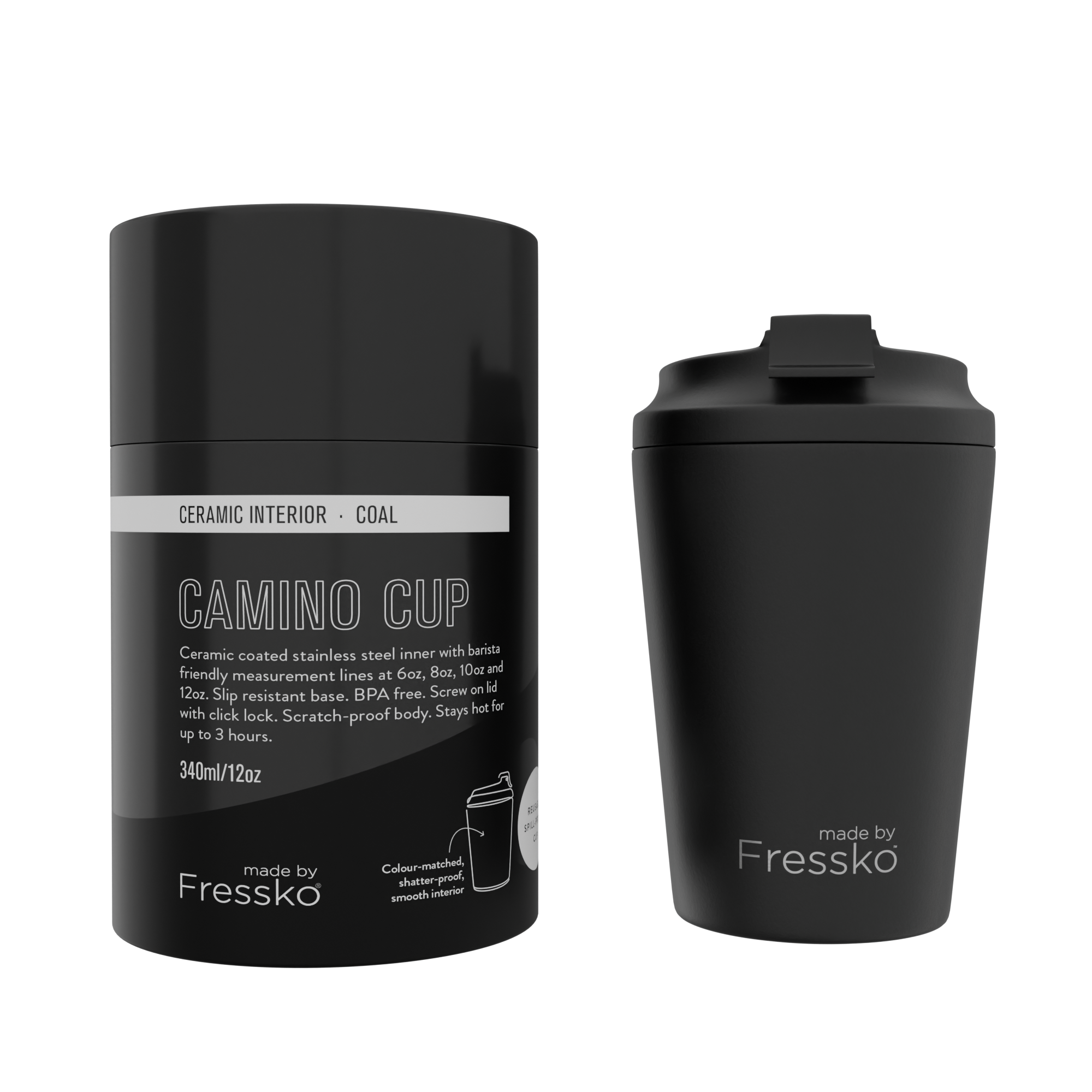 Made By Fressko Ceramic Camino 12oz Reusable Cup - Coal
