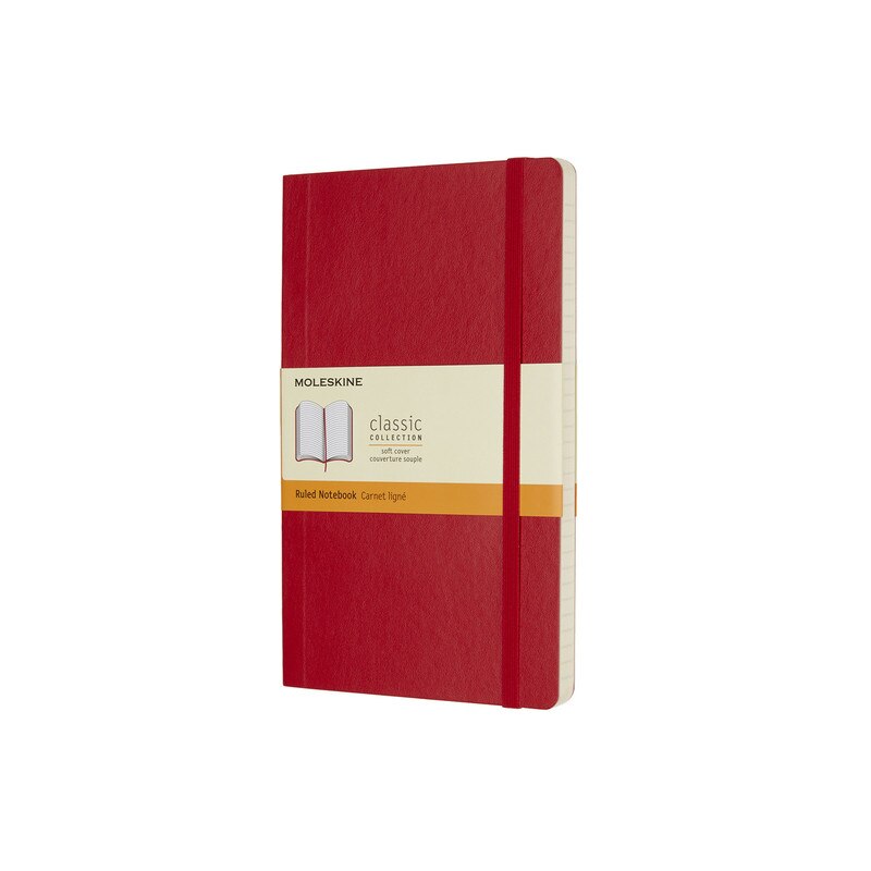 Moleskine Classic Large Soft Cover Ruled Notebook - Scarlet