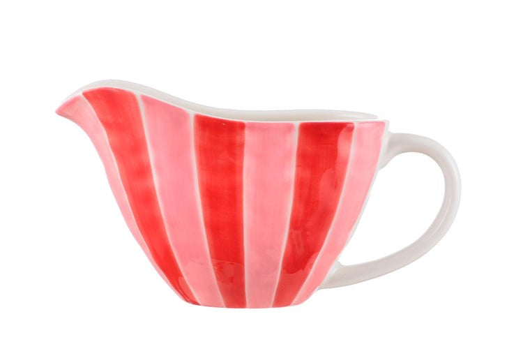 Noss & Co Ceramic Gravy Jug - Pink & Red Stripe