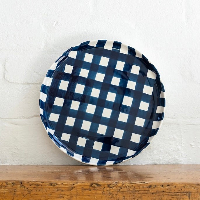 Noss & Co Single Dinner Plate - Navy Gingham