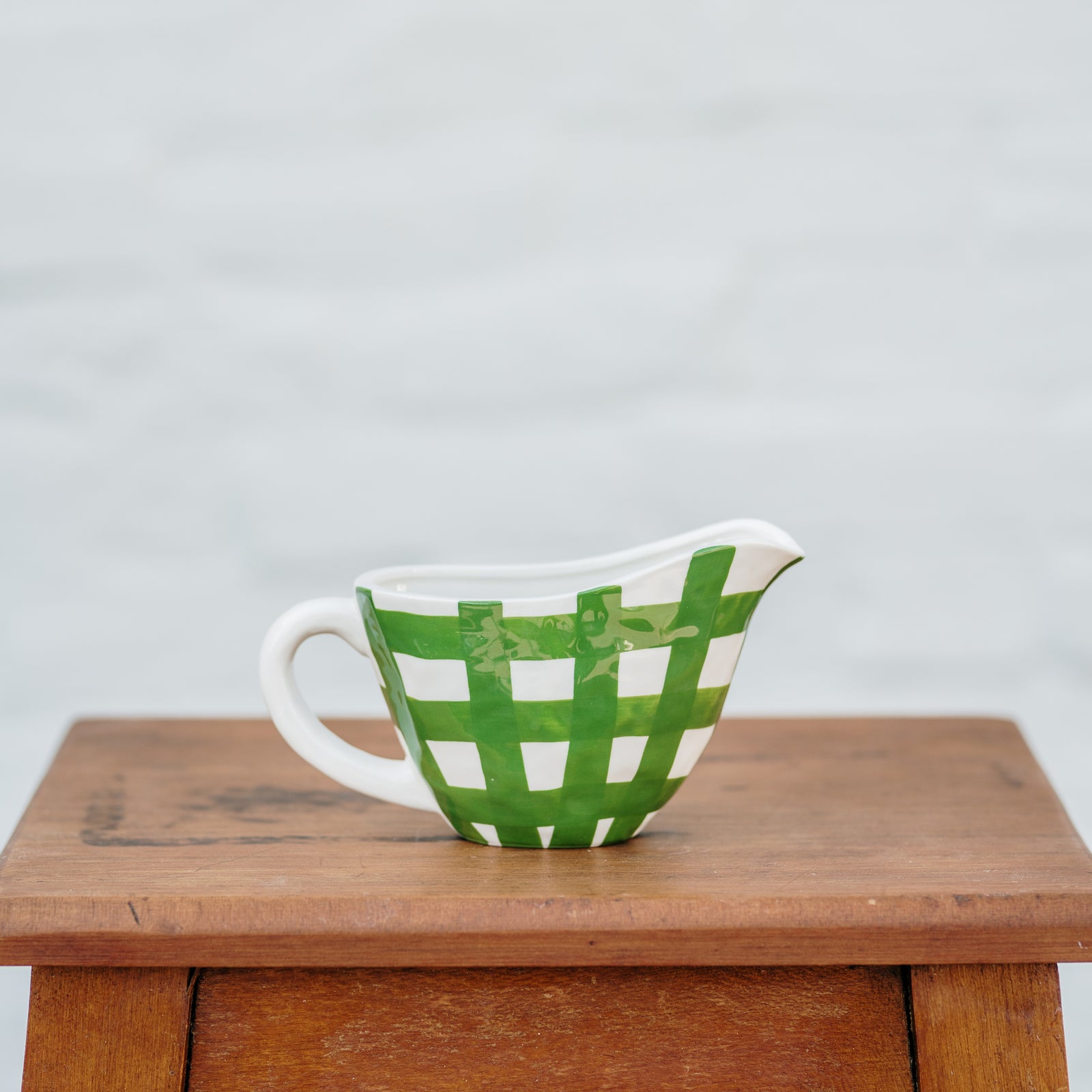 Noss & Co Ceramic Gravy Jug - Forest Green Gingham