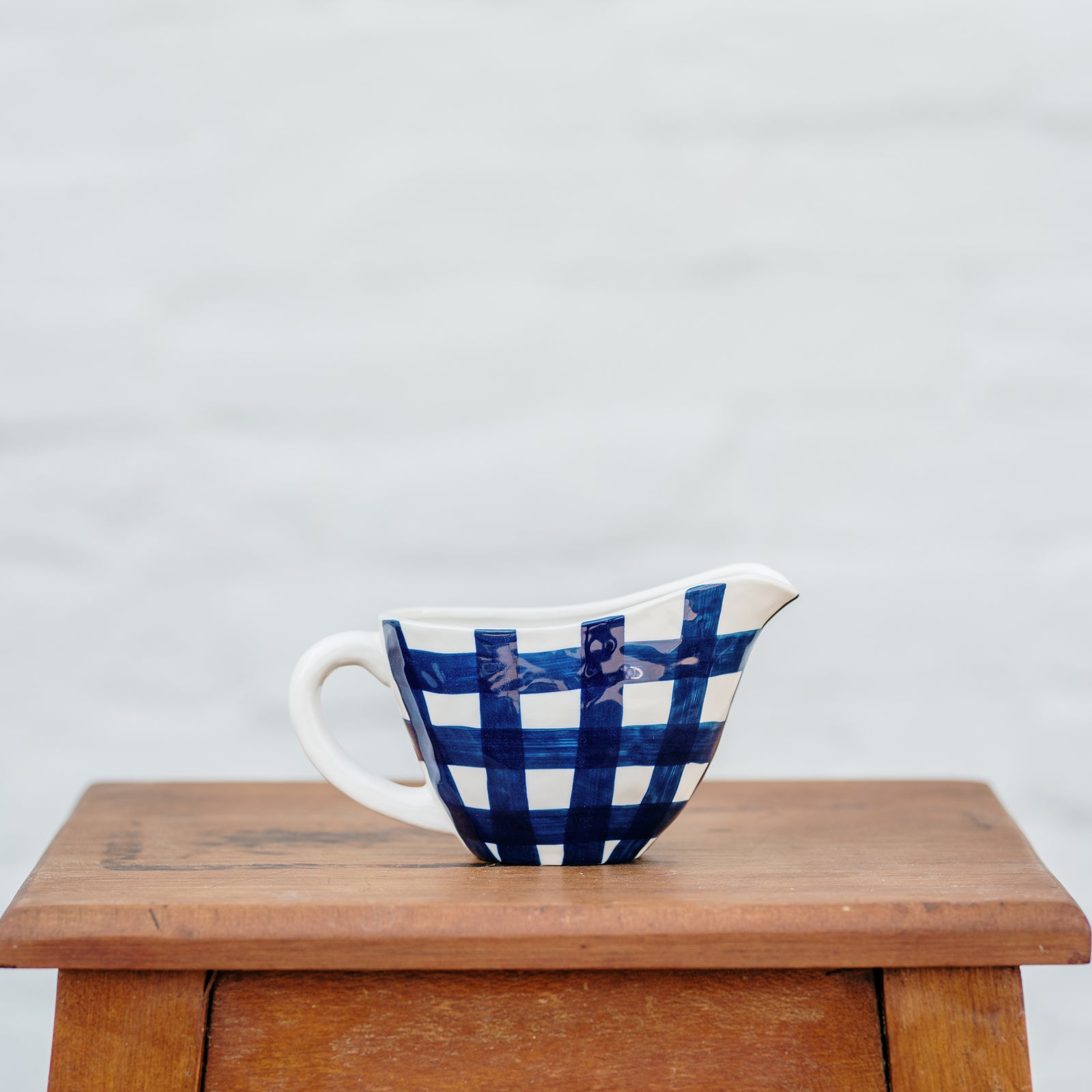 Noss & Co Ceramic Gravy Jug - Navy Gingham