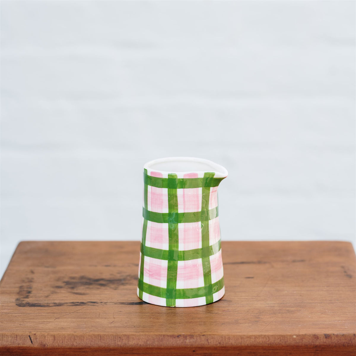 Noss &amp; Co Milk Jug - Pink &amp; Green Gingham