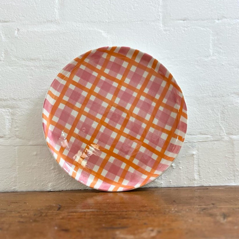 Noss &amp; Co Platter - Pink &amp; Orange Gingham