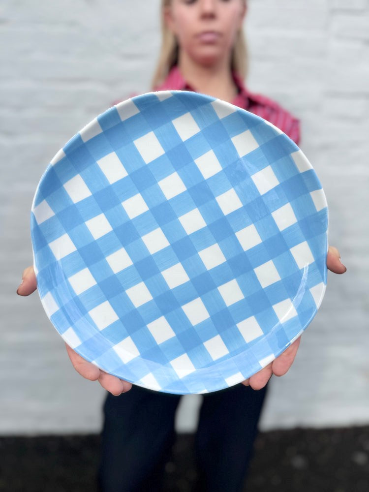 Noss and Co Single Dinner Plate - Cornflower Blue Gingham