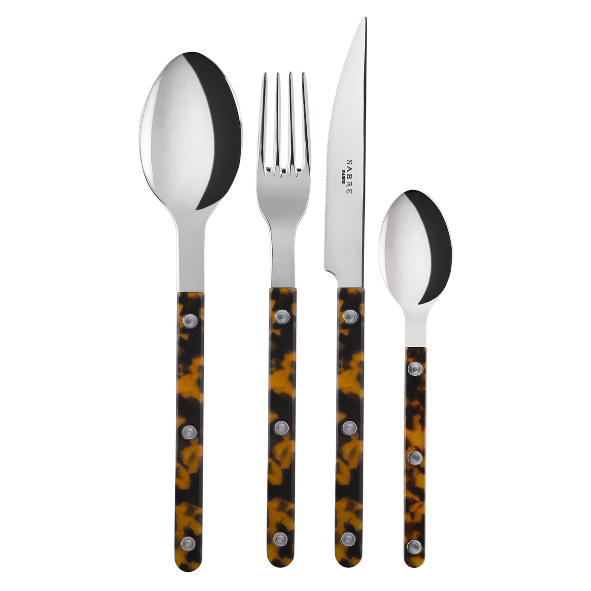 Sabre Paris Bistrot 4 Pieces Cutlery Sets - Faux Tortoise