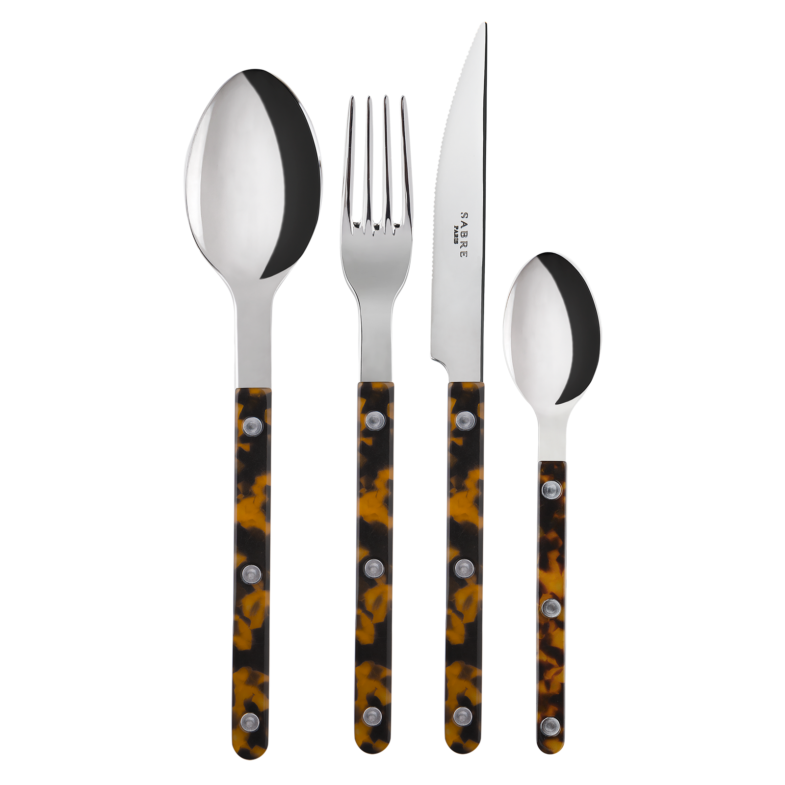 Sabre Paris Bistrot 4 Pieces Cutlery Sets - Faux Tortoise