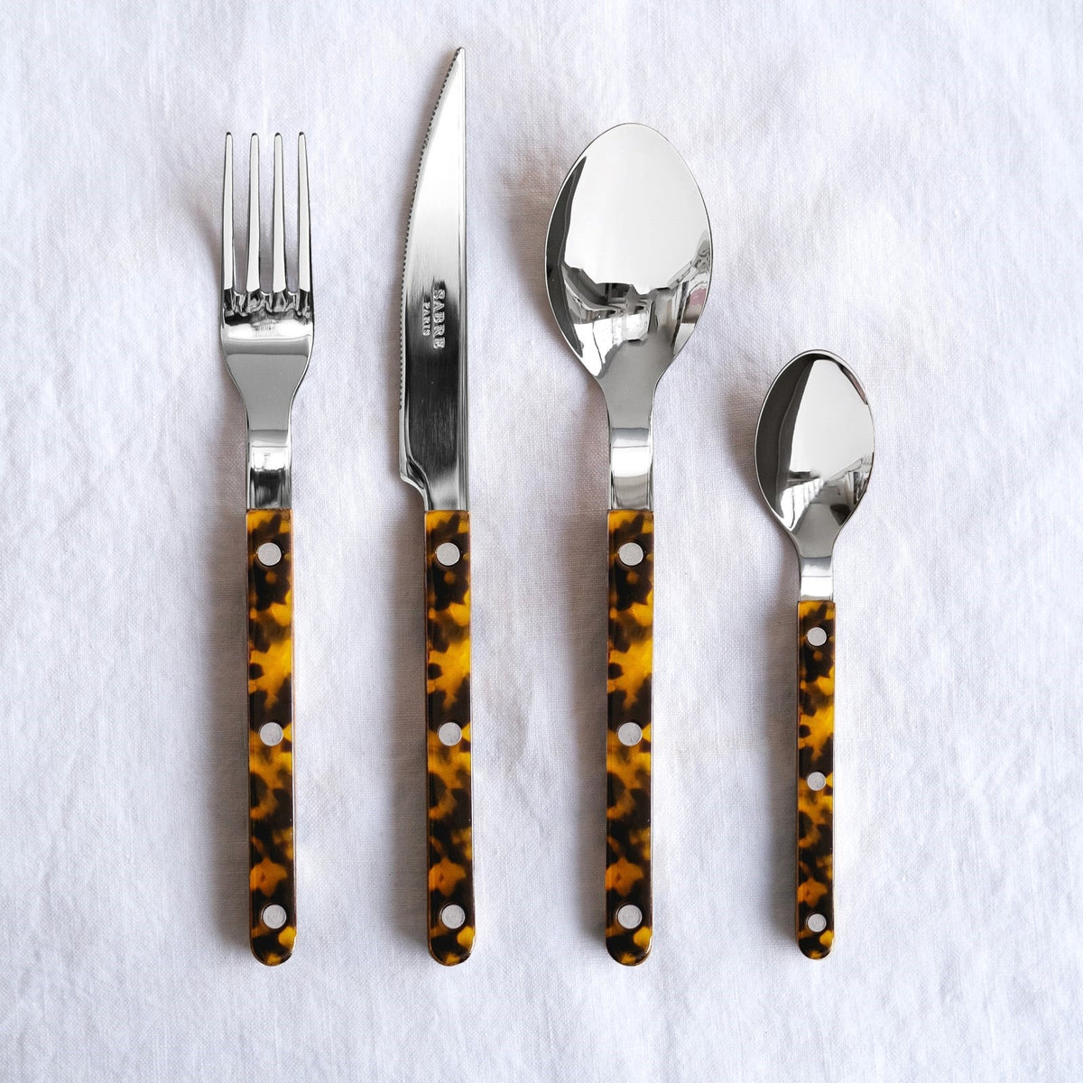 Sabre Paris Bistrot 4 Pieces Cutlery Sets - Faux Tortoise