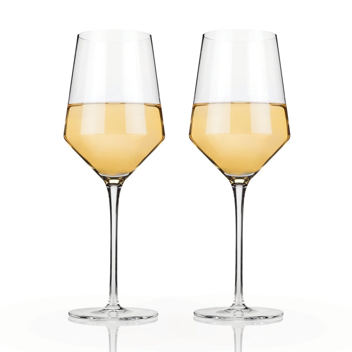 Viski Angled Crystal Chardonnay Glasses Set of 2
