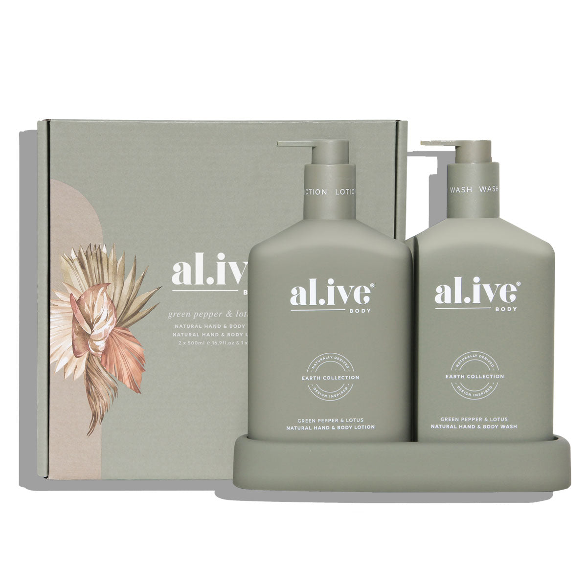 ALIVE BODY WASH & LOTION DUO + TRAY - GREEN PEPPER & LOTUS