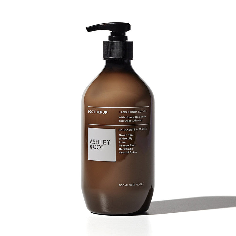 ASHLEY &amp; CO - SOOTHER UP - HAND &amp; BODY LOTION - PRAKEETS &amp; PEARLS - 500ML