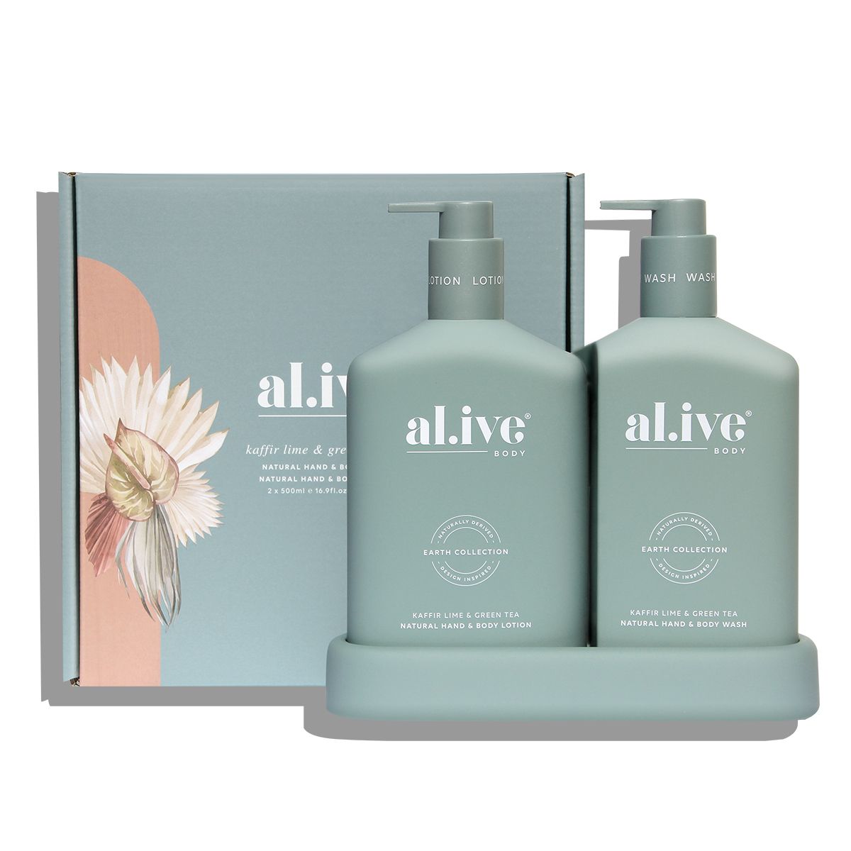 ALIVE BODY WASH & LOTION DUO + TRAY - KAFFIR LIME & GREEN TEA