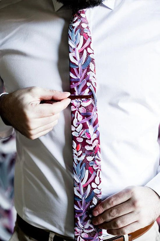 PEGGY AND FINN  Cotton Tie - Protea Burgundy