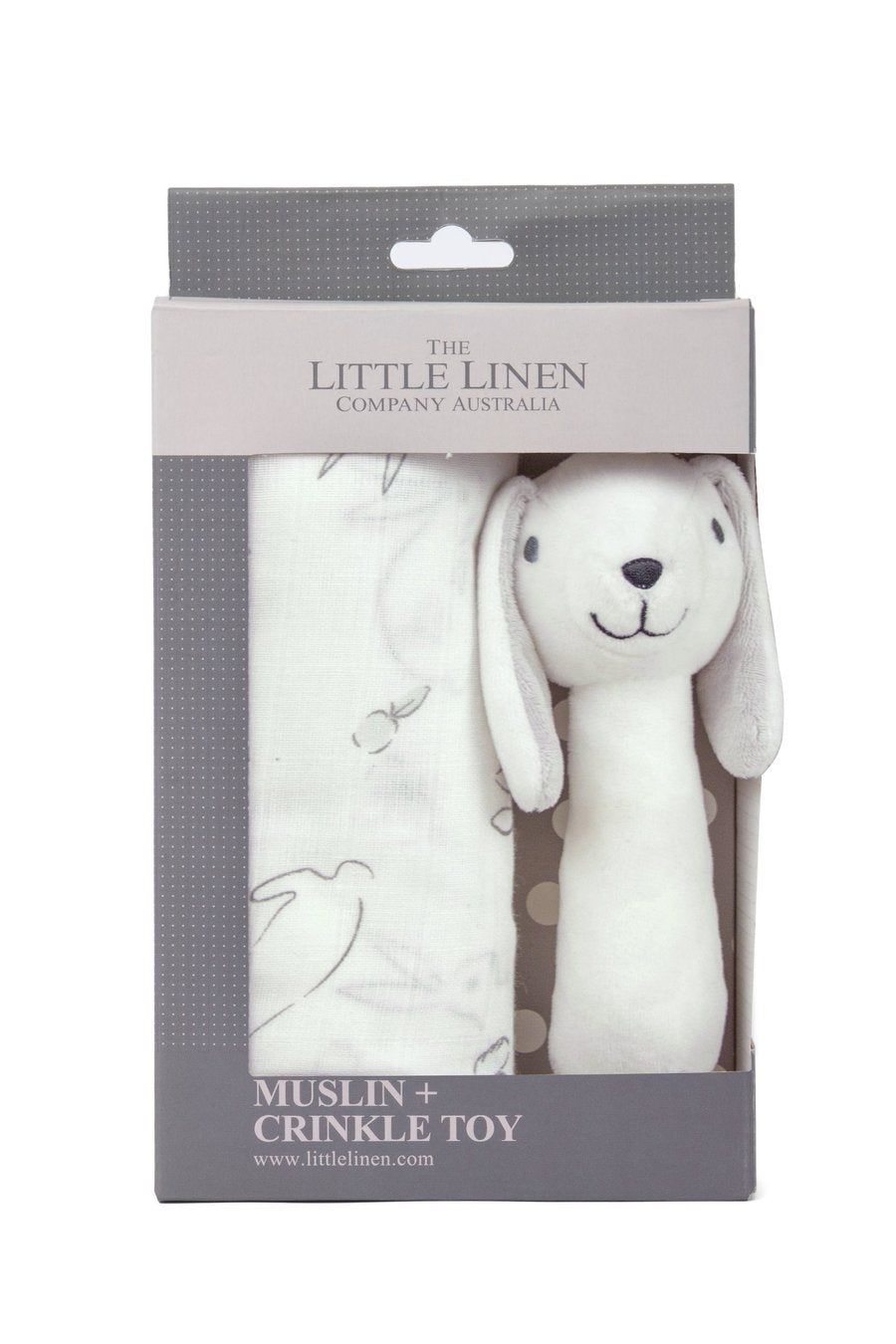 Little Linen Muslin Wrap & Crinkle Toy - Ivory Bunny