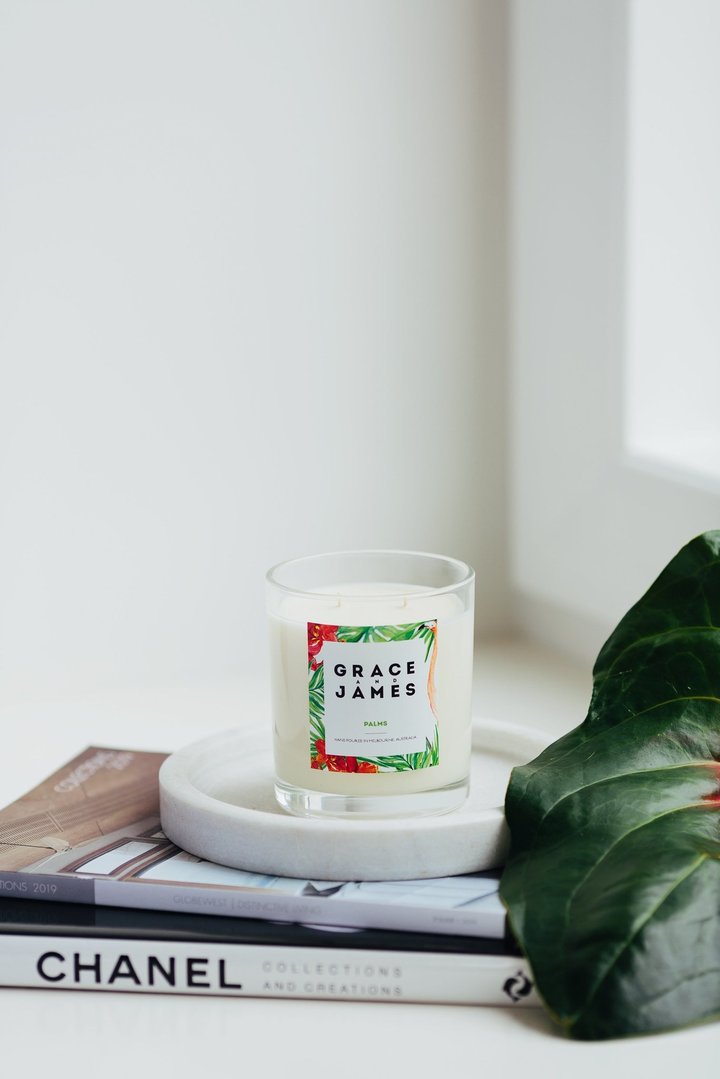 Grace and James Palm 80 Hour Candle