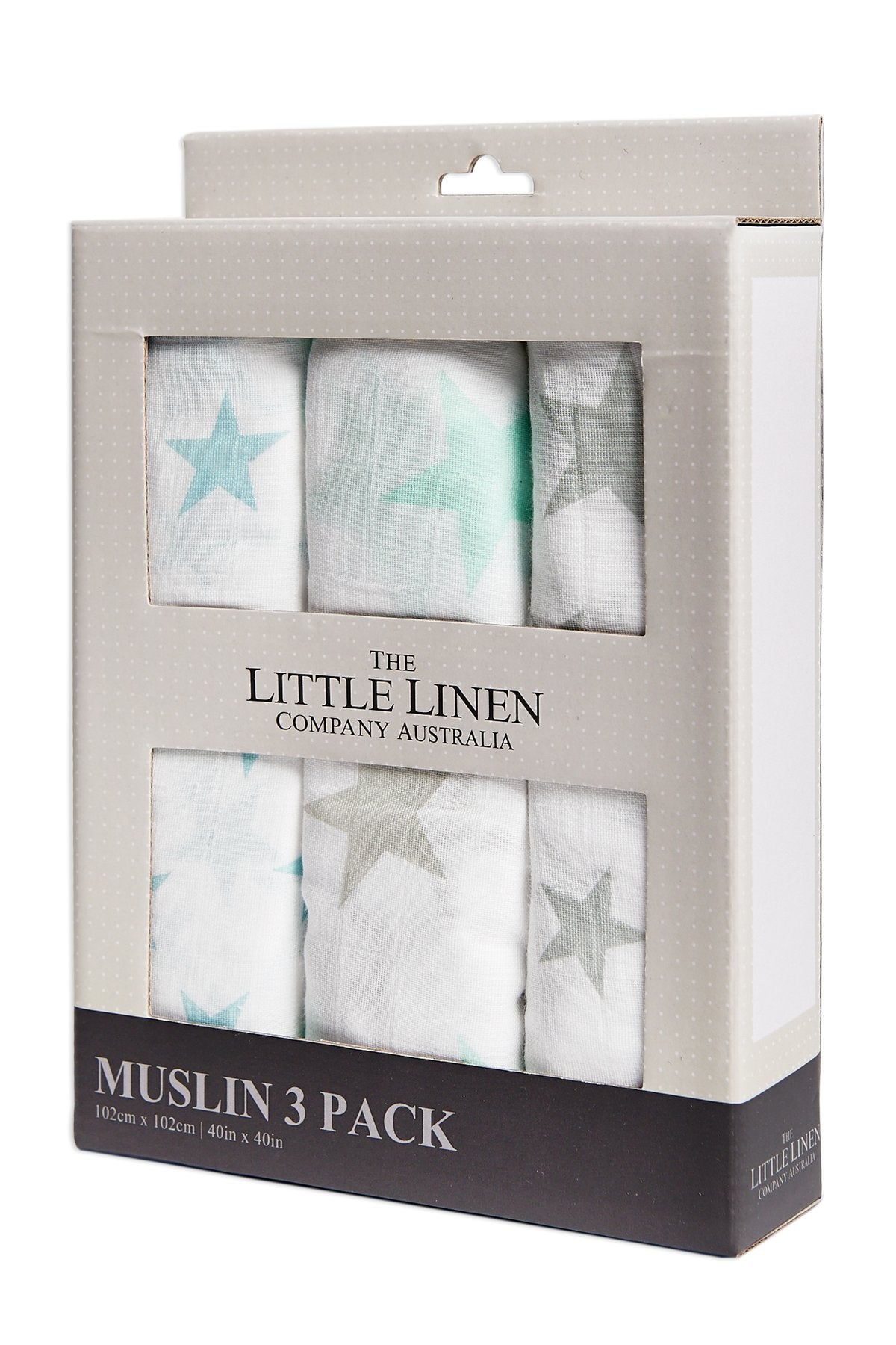 Little Linen Cotton Muslin Wrap 3 Pack Set - Teal Star